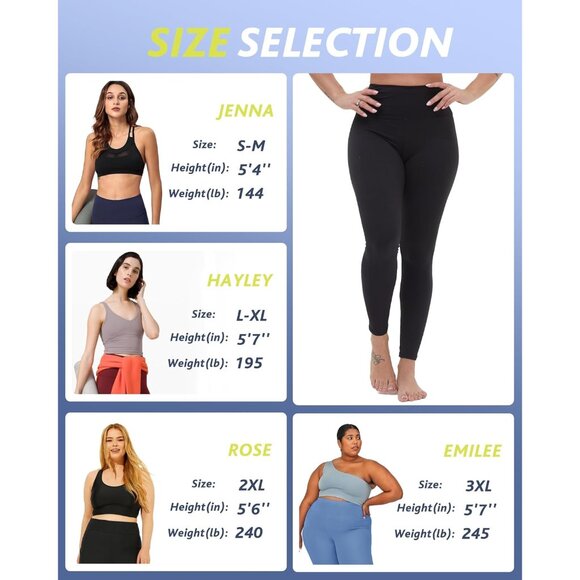 4 Pack Leggings for Women - High Waisted Tummy Control Yoga Pants for Workout Gy - Picture 5 of 5